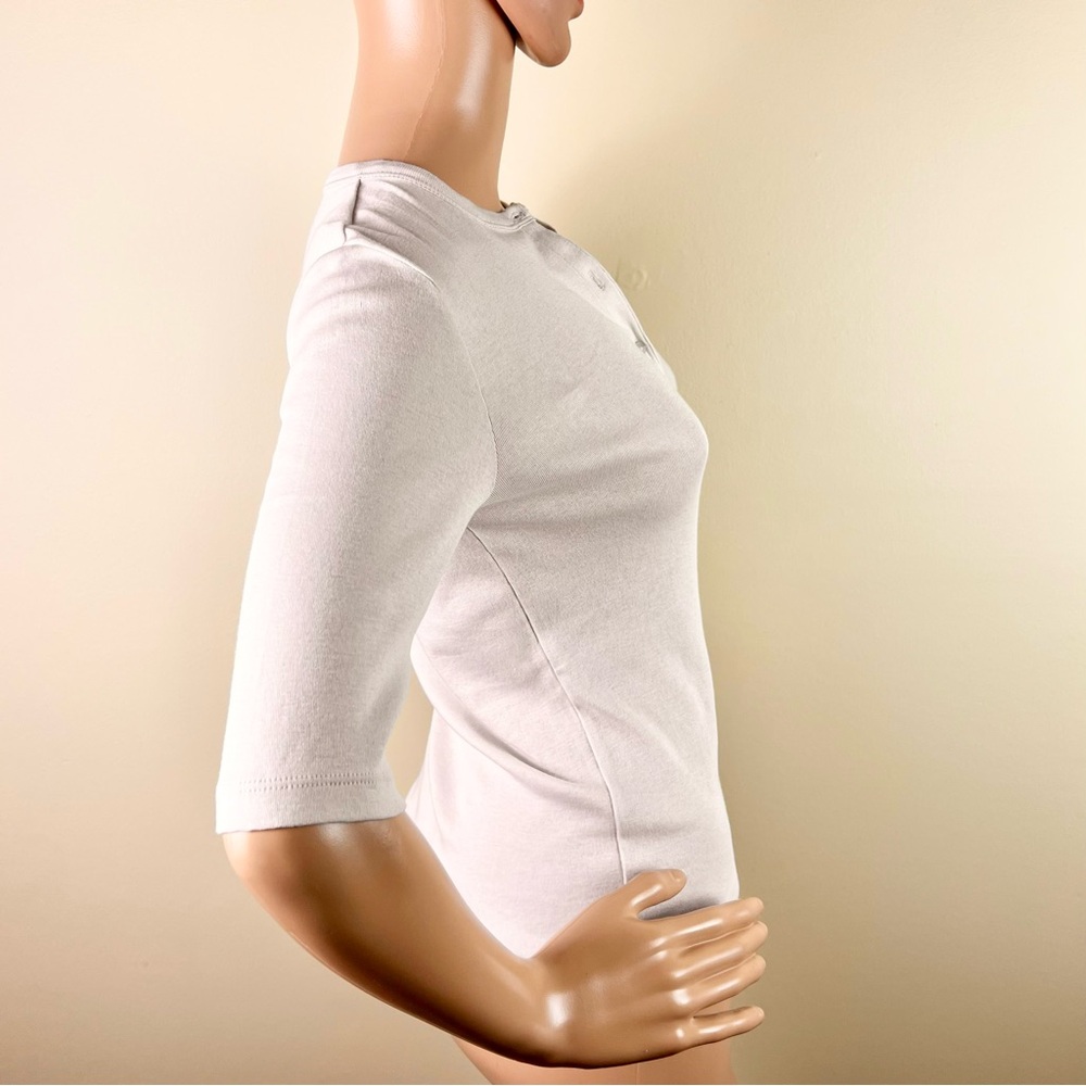 NEW VINCE BEIGE COTTON HENLEY TOP - Picture 4 of 6